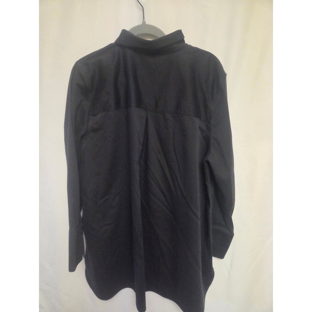 Chicos Black Collared Button Front Long Sleeve Tunic Shirt Top Womens 16 - Picture 2 of 5